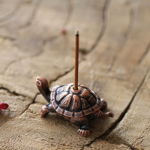 Incense Burner, ZzCityTK Metal Turtle Incense Holder, Decorative Incense Stick Rack with 0.2cm Hole for Home Office Decor, Brown