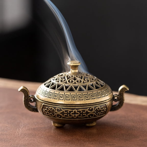 Incense Burner for Household Room Aroma Diffuser - Metal Copper Alloy Incense Holder for Decoration, Tea Ceremony, and Zen Style, Traditional Design
