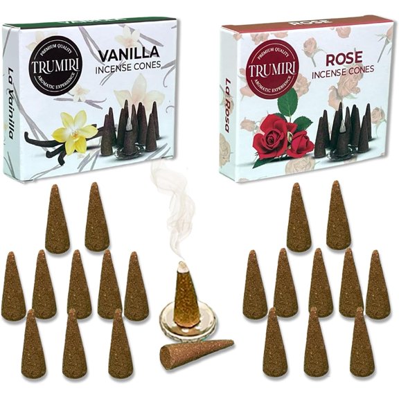 Incense Cones Combo Pack - 20 Cones - 10 Vanilla + 10 Rose