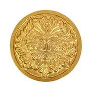 Incense Garden Solid Brass Altar Tile - Green Man -Altar Tile Gold Finish 3.5" Round