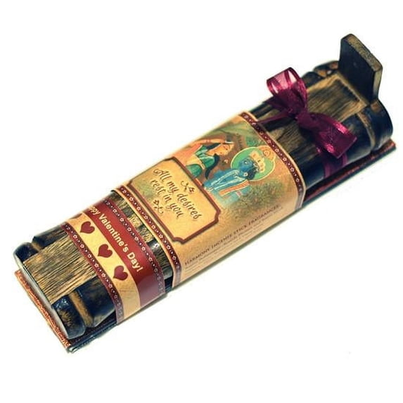Incense Gift Set - Bamboo Burner + 2 Harmony and 1 Chakra Incense Packs for Relaxation & Love Greeting - Rest in you
