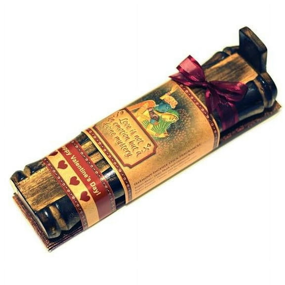 Incense Gift Set - Bamboo Burner + 3 Harmony Incense Packs for Love and Mystery & Love Greeting - Divine Mystery