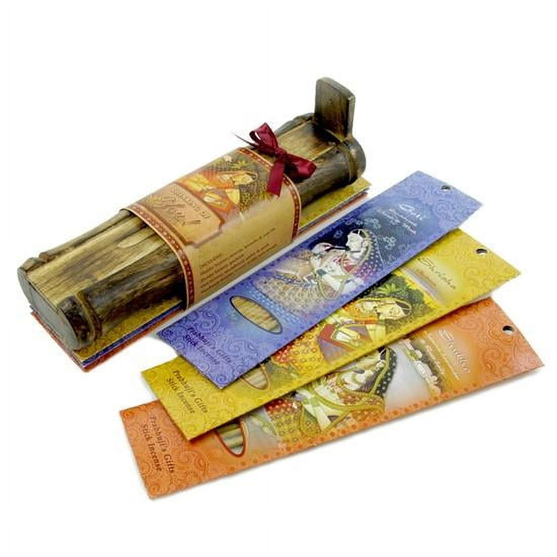 Incense Gift Set - Bamboo Burner + 3 Meditation Incense Sticks Packs and Holiday Greeting - Happy Holidays