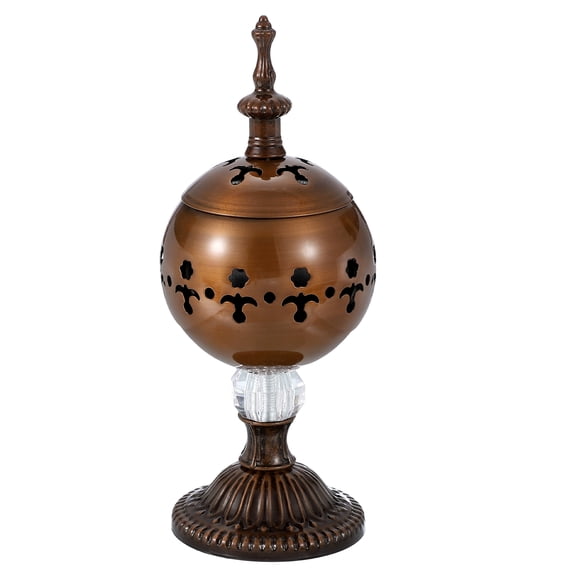 Incense Holder, 18.5 x 7.7cm Frankincense Charcoal Round Incense Burner, Copper