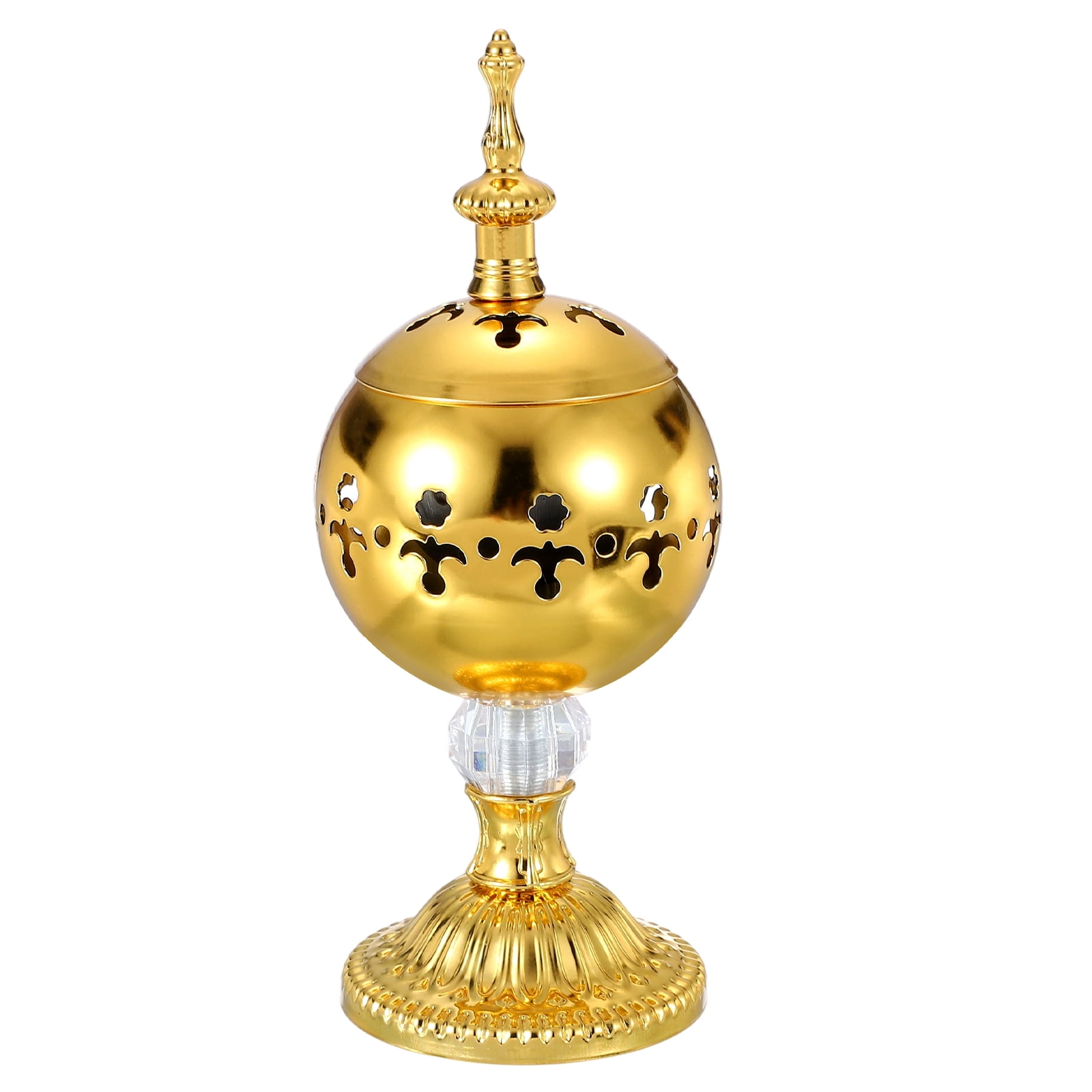 Incense Holder, 18.5 x 7.7cm Frankincense Charcoal Round Incense Burner, Gold