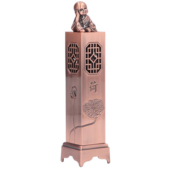 Incense Holder, Copper Incense Burner Tower Portable Retro Vertical Stick Incense Holder with Catcher Incense Stick Holder Vertical Incense Stand for Home Decor