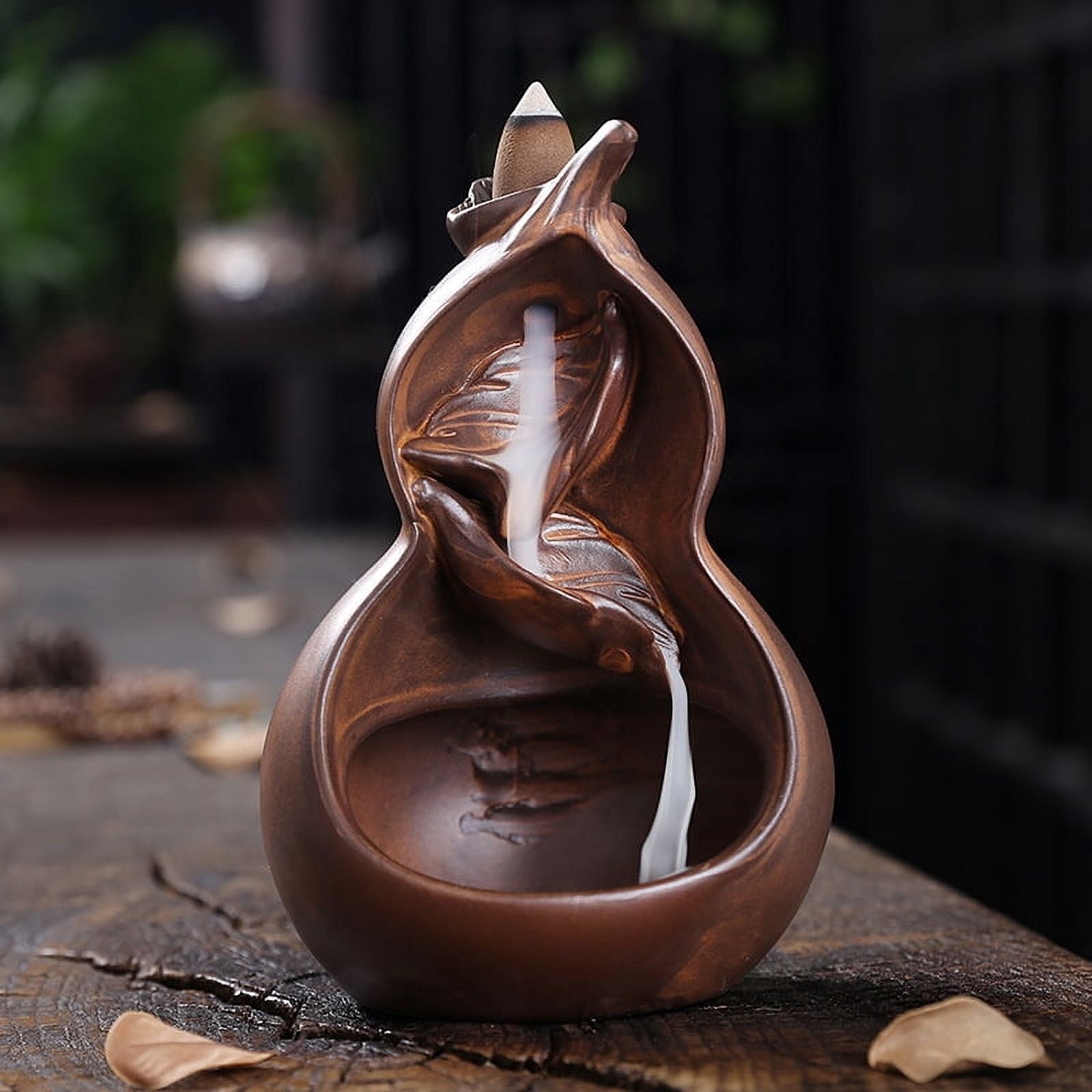 Incense Holder Incense Sticks Backflow Incense Burner Creative Home Decoration Ceramic Crafts Gourd Shape Incense Burner Waterfall Incense Burner Stand(B)