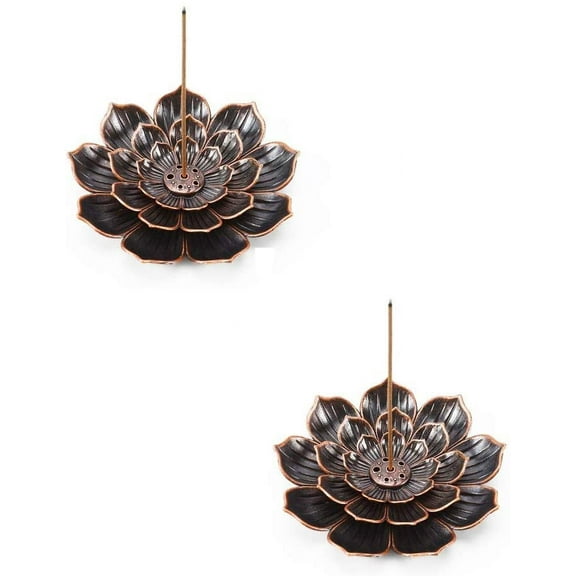 Incense Holder, Lotus Stick Incense Burner, Incense Holder for Stick/Coil/Cone Incense with Ash Catcher