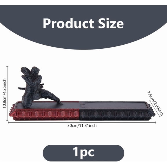 Incense Holder Samurai Incense Burner Medium Violet Red Incenses Holder with Storage Box Ash Catcher Warrior Incenses Burner for Aromatherapy Meditation Room Decor