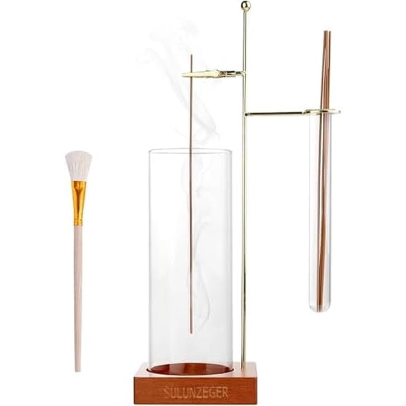 Incense Holder for Stick, Glass Insence Burner for Sticks with Removable Anti Ash Catcher & Storage Tube, Wood Cones Holders Stand with Ash Brush, Yoga Spa Madiation Relaxation, Home Decor