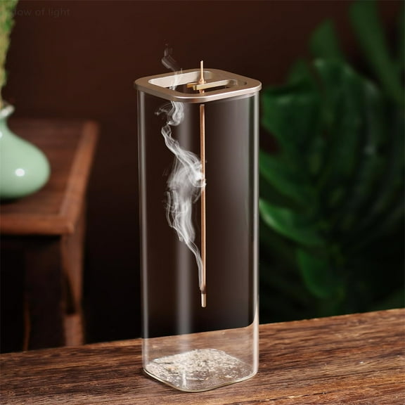 Incense Holder for Sticks [Anti-Ash Flying], Modern Insence-Stick Burner Holder with Removable Glass Ash Catcher, for Home Decor Yoga Meditation