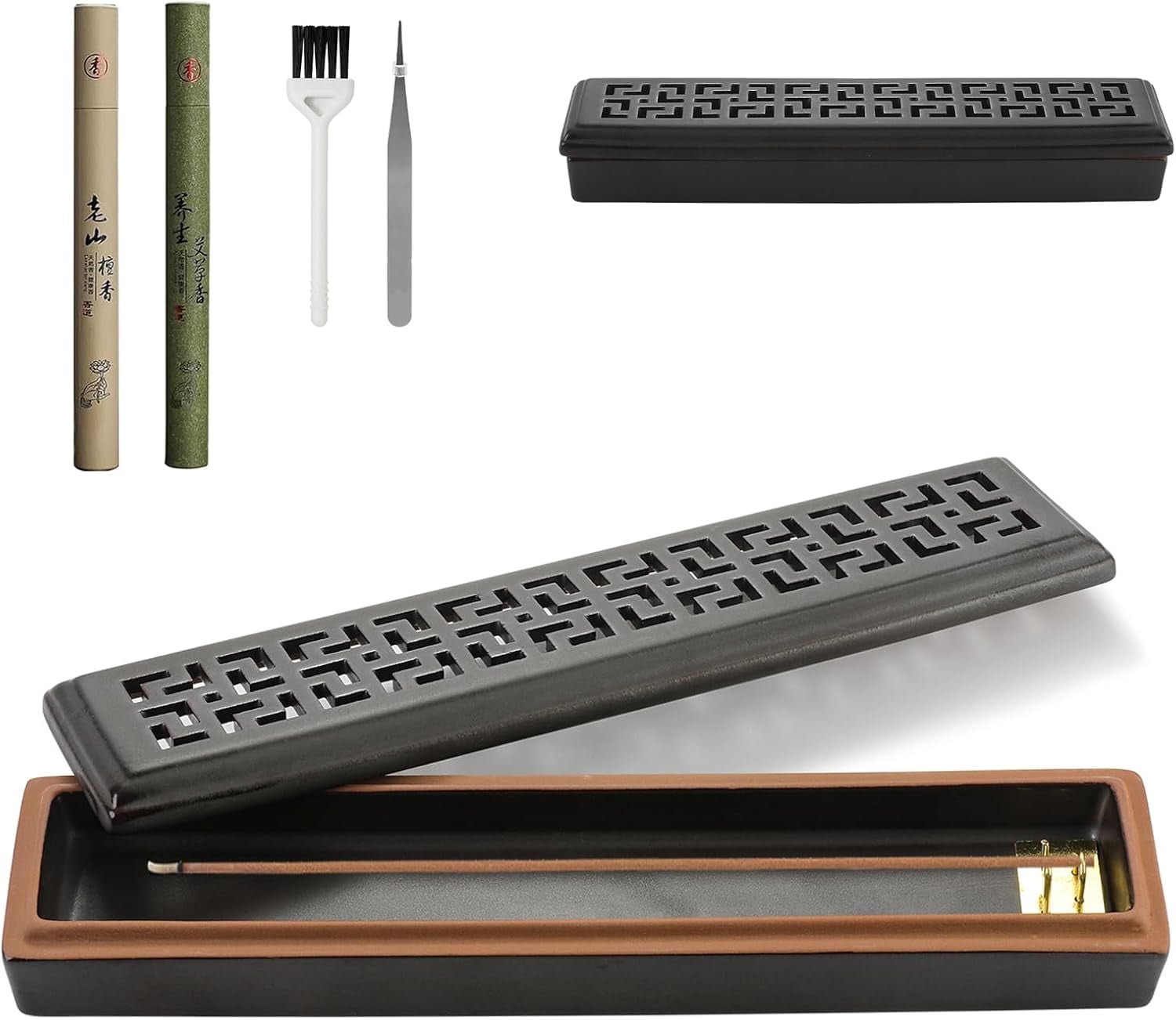 Incense Holder for Sticks，Ceramic Insence-Stick Holder Ash Catcher，Incense Holder Timkburner for Meditation Yoga Spa Room Decor