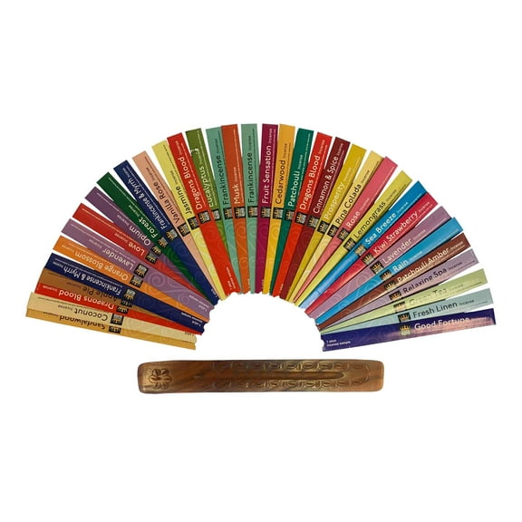Incense King Collection Sampler 30 Fragrances Plus Incence Burner