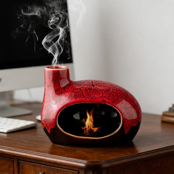 Incense Stick Holder,Incense Burner,Ceramic Palo Santo Holder - 5IN Handcrafted Ash Catcher for Palo Santo Sticks and Sage - Unique Design for Meditation and Home Décor - Incense Burner(Red)