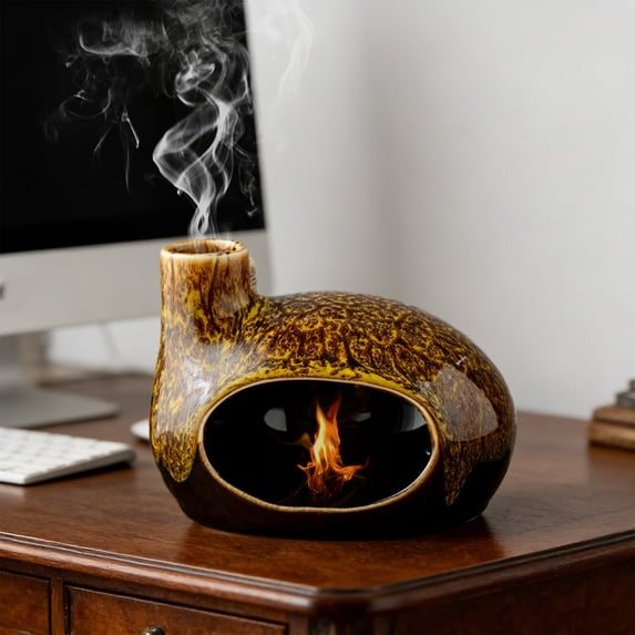Incense Stick Holder,Incense Burner,Ceramic Palo Santo Holder - 5IN Handcrafted Ash Catcher for Palo Santo Sticks and Sage - Unique Design for Meditation Incense Burner(Yellow)
