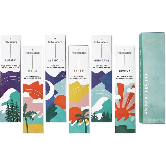 Incense Sticks (120 Sticks) | Set of 6 Premium Incense For Calm, Aromatherapy, Daily Use| No Charcoal,Organic, Non Toxic, 45 Mins, Long Burning Lavender, Patchouli,Sandalwood Insence-Sticks