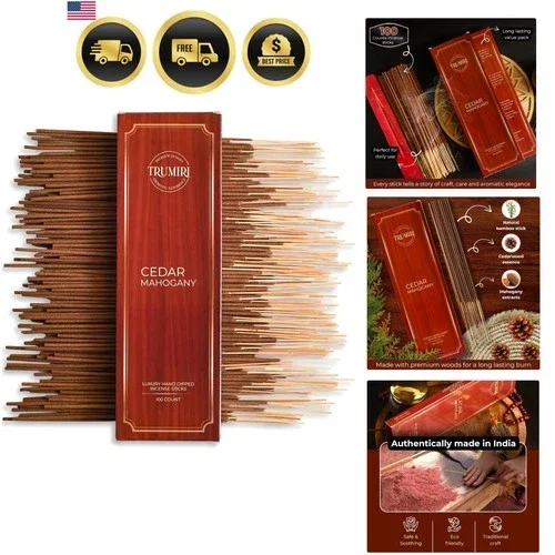 Incense Sticks Cedar Mahogany Aromatic Natural Non Toxic 100 Pack