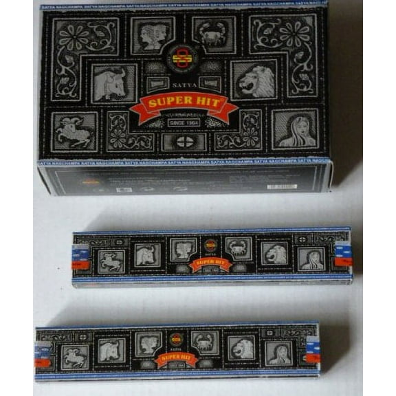 Incense Super Hit Nag Champa Case of 12 Boxes (156 Sticks), Incense pack 156 sticks By Satya