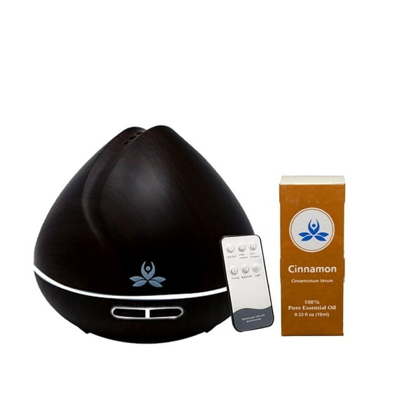 Incensesticks Aromatherapy Diffuser, Dark Brown,500 ml, Remote Control, Manual & 10 ml Cinnamon Oil