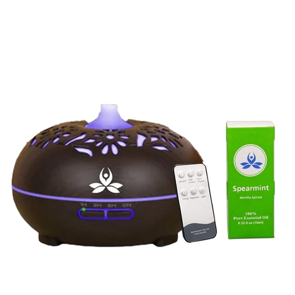 Incensesticks 500ml Essential Oil Diffuser, Night Light Music Player, 10ml Spearmint Essential Oil