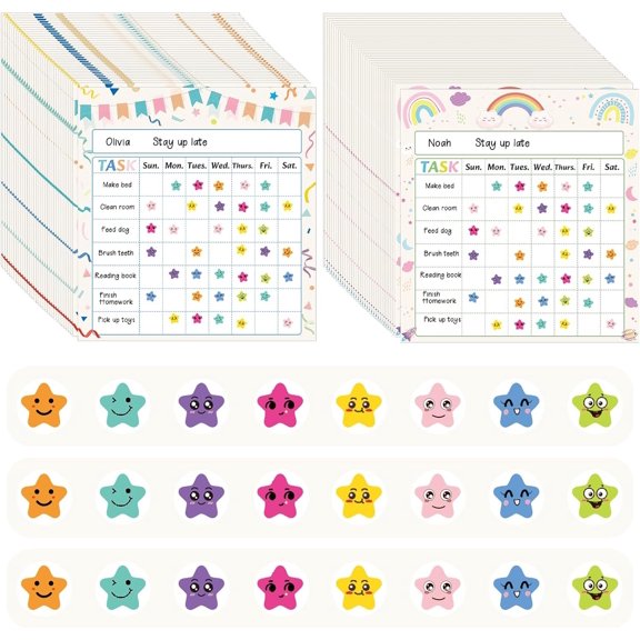 Incentive Chart for 70 Pack Chore Chart for at Behavior Chart with 2640 Stickers for Sticker Chart for Teachers Classroom Rewards Potty Rainbow
