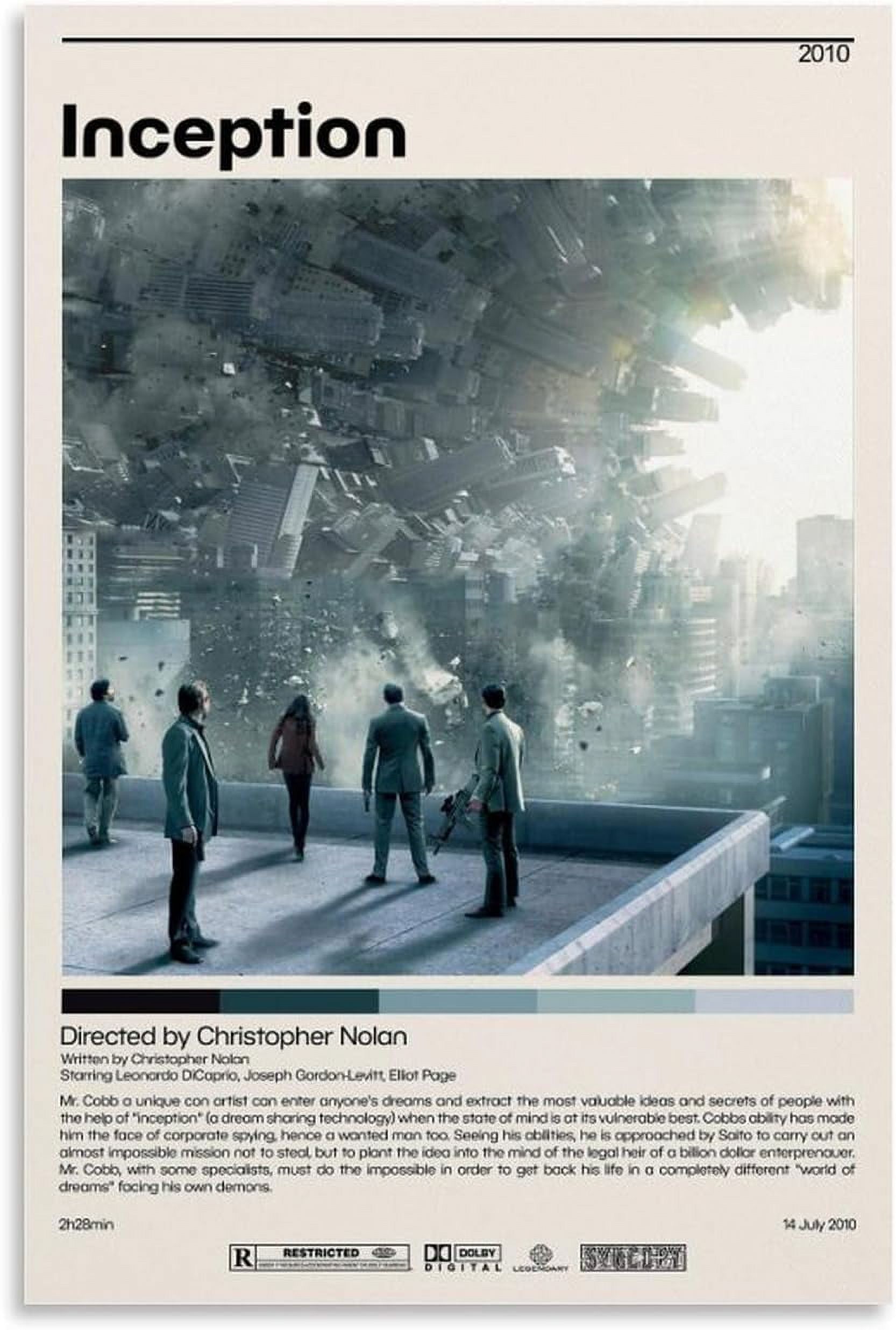 Inception Minimalist Movie Poster Vintage Poster Canvas 90s Wall Art