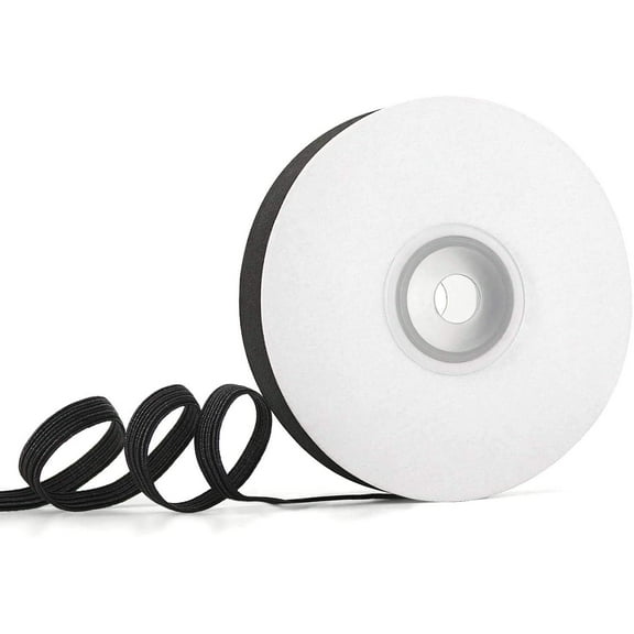 ΒΌ Inch by 10 Yard Elastic Bands for Sewing. Flat Braided Cord with Strong Elasticity. Soft Fabric, and Smooth Surface for Comfort Wearing. Perfect for DIY Mask, Waistband, Clothes. (Black)