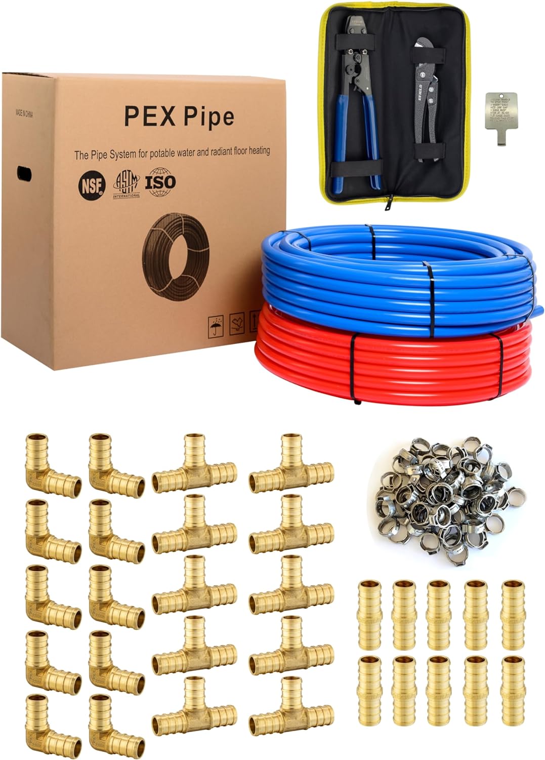 Inch 2X 300 Ft PexB Pipe Red And Blue(600Ft In Total), 30 Pcs " Pex