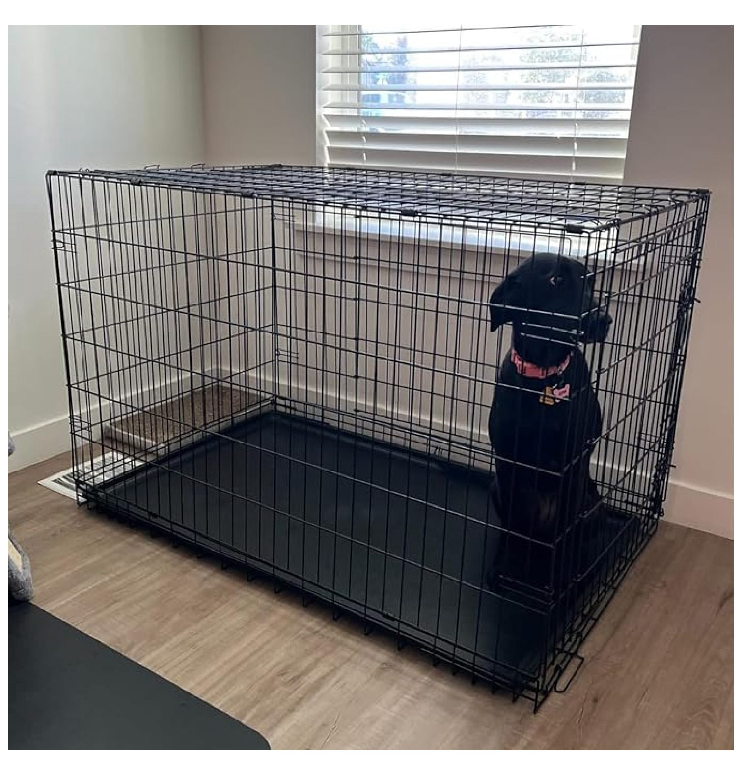 Inch Dog Crates for Large Dogs Folding Dog Cage Metal Wire Crates Portable Pet Kennels Outdoor and Indoor Pet Dog Cage Crate with Double-Door, Divider Panel, Removable Tray, Black