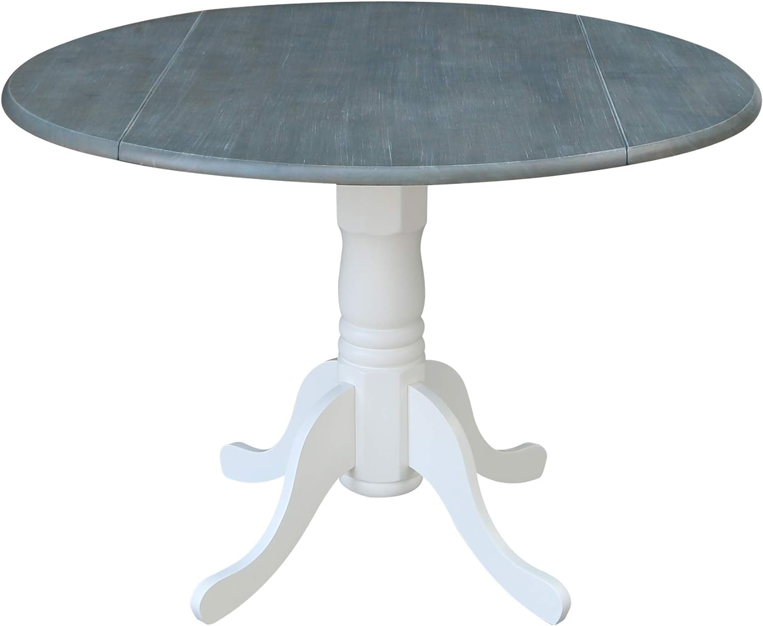 Heather Gray & White 42" Round Wood Extendable Dining Table
