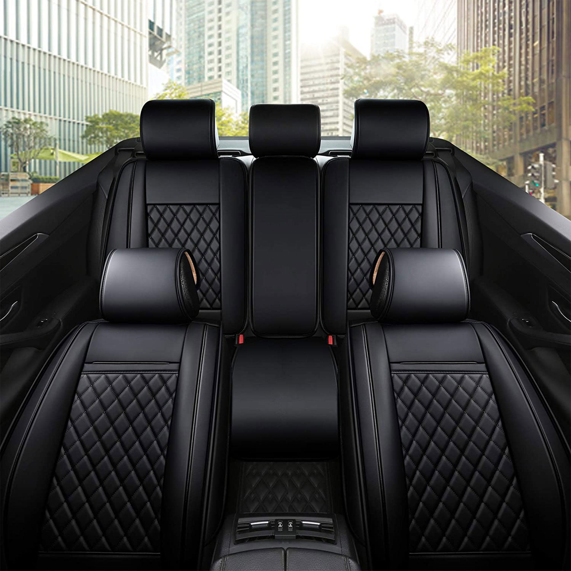 Inch Empire Universal Car Seat Covers  Cushions, Full Set, Black 