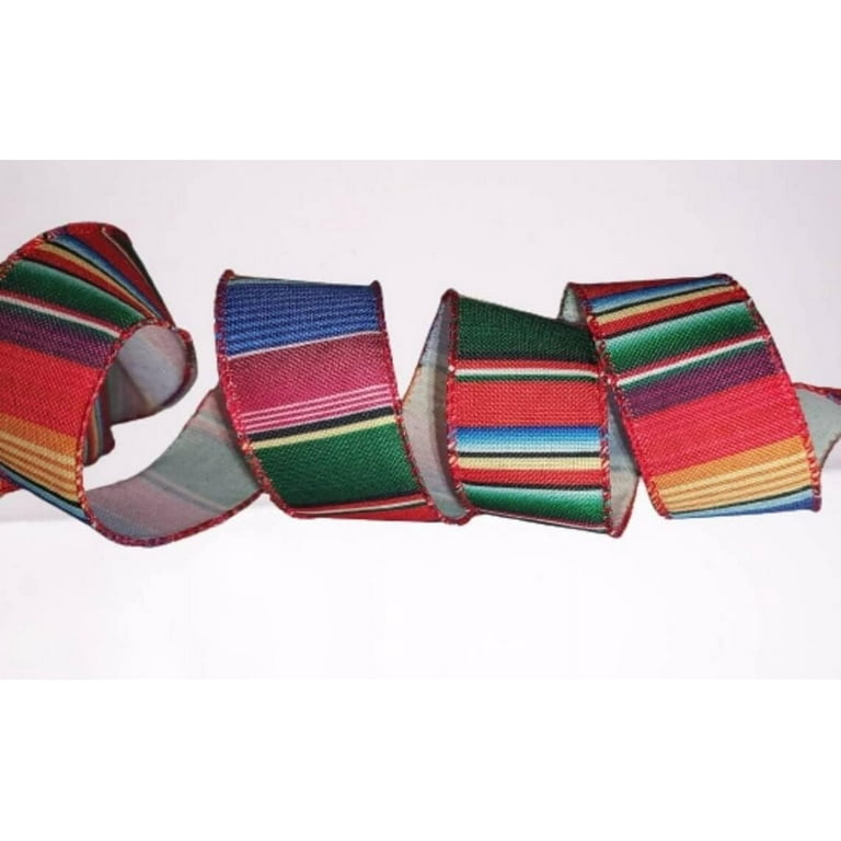 Inch Fiesta Stripe Mexico Blanket Wired Ribbon For Bows Wreath Ribbon DIY  Crafts Decor 3 Yards 