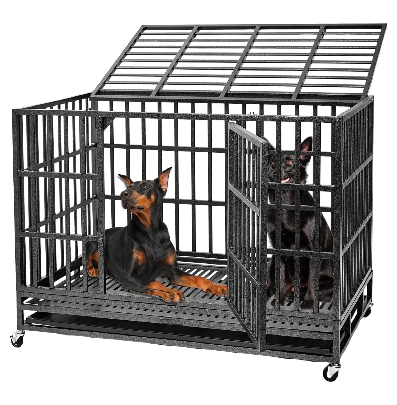 Inch Heavy Duty Indestructible Steel Dog Crate XXL EscapeProof Double