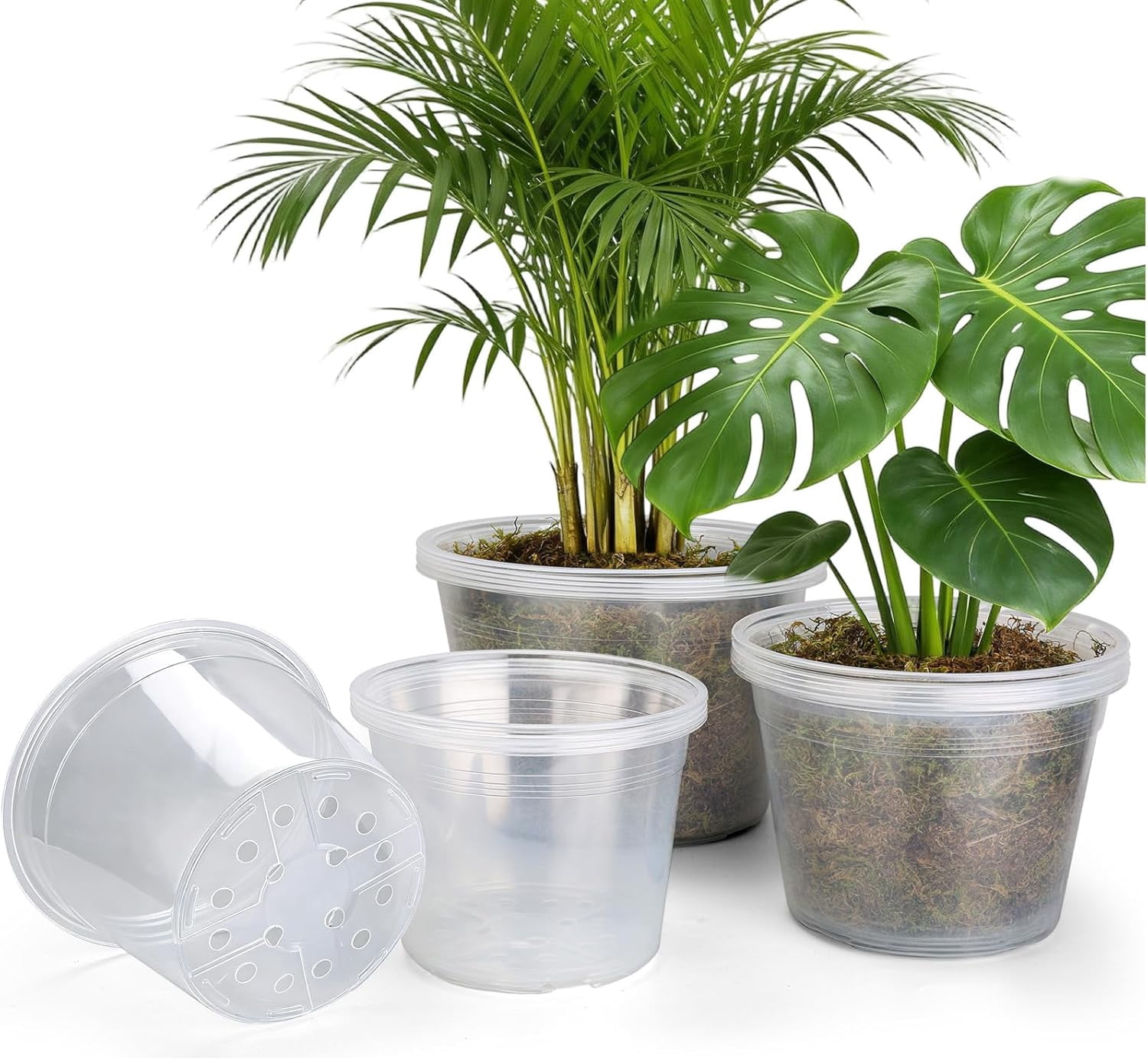 Inch Large Clear Nursery Pots with Drainage Hole, Plastic Plant Pots for Seedling Flower Vegetable, Indoor Outdoor Gardening, Used as Liner Inside Decorative Pot