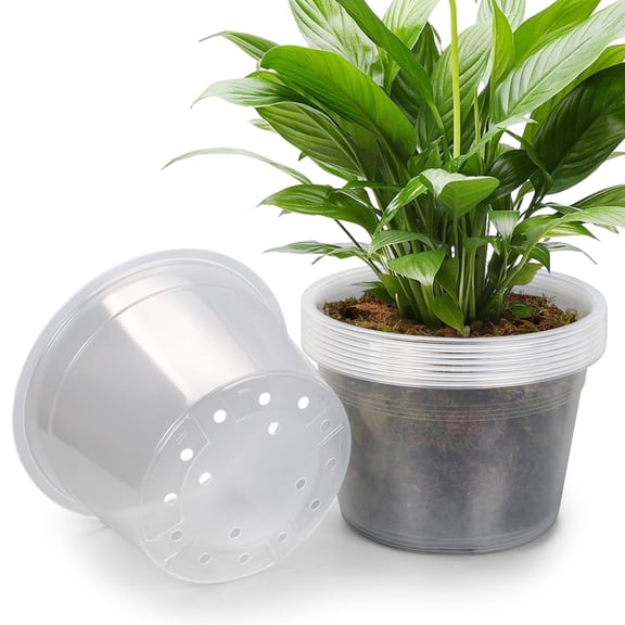 Inch Large Clear Nursery Pots with Drainage Hole, Plastic Plant Pots for Seedling Flower Vegetable, Indoor Outdoor Gardening, Used as Liner Inside Decorative Pot
