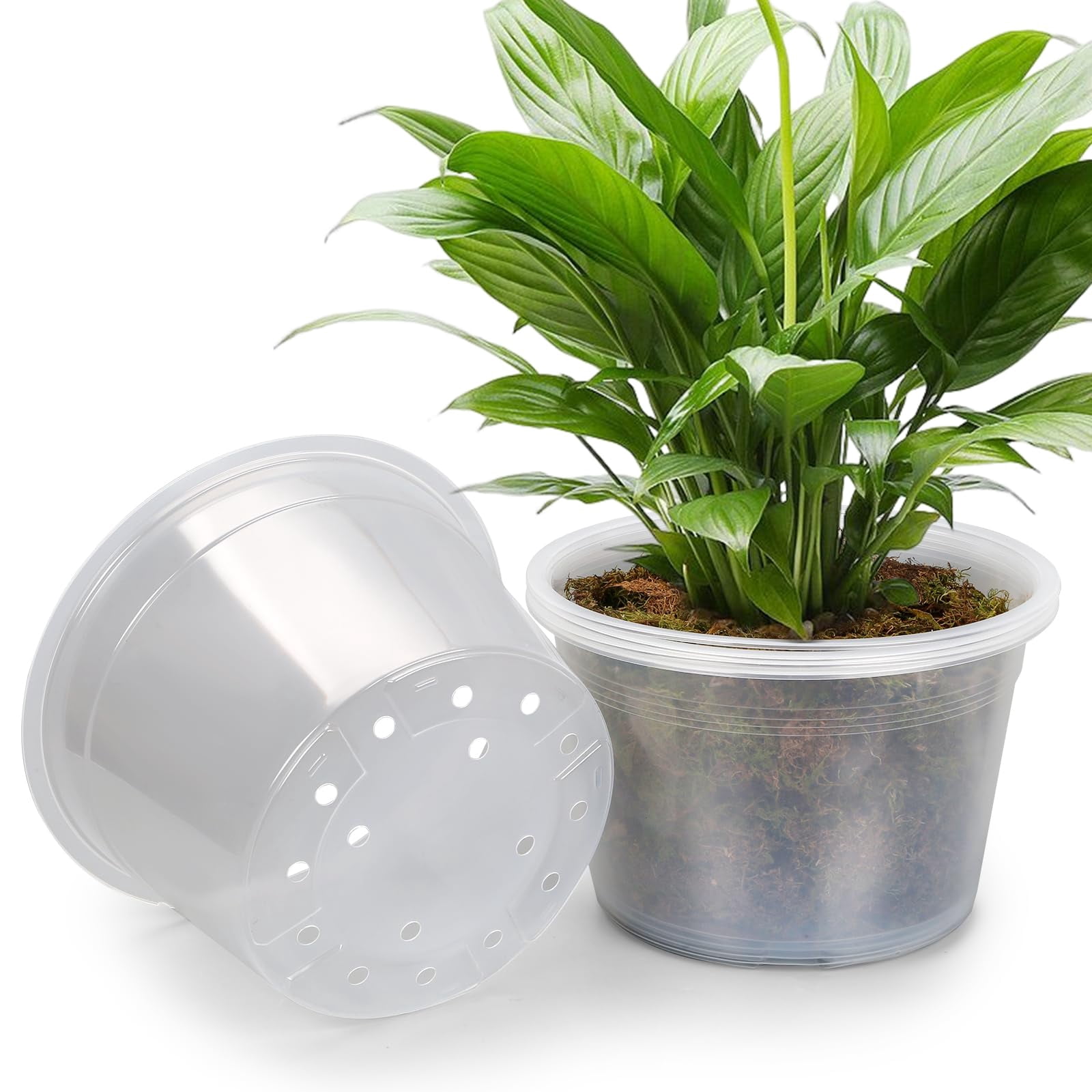 Inch Large Clear Nursery Pots with Drainage Hole, Plastic Plant Pots for Seedling Flower Vegetable, Indoor Outdoor Gardening, Used as Liner Inside Decorative Pot