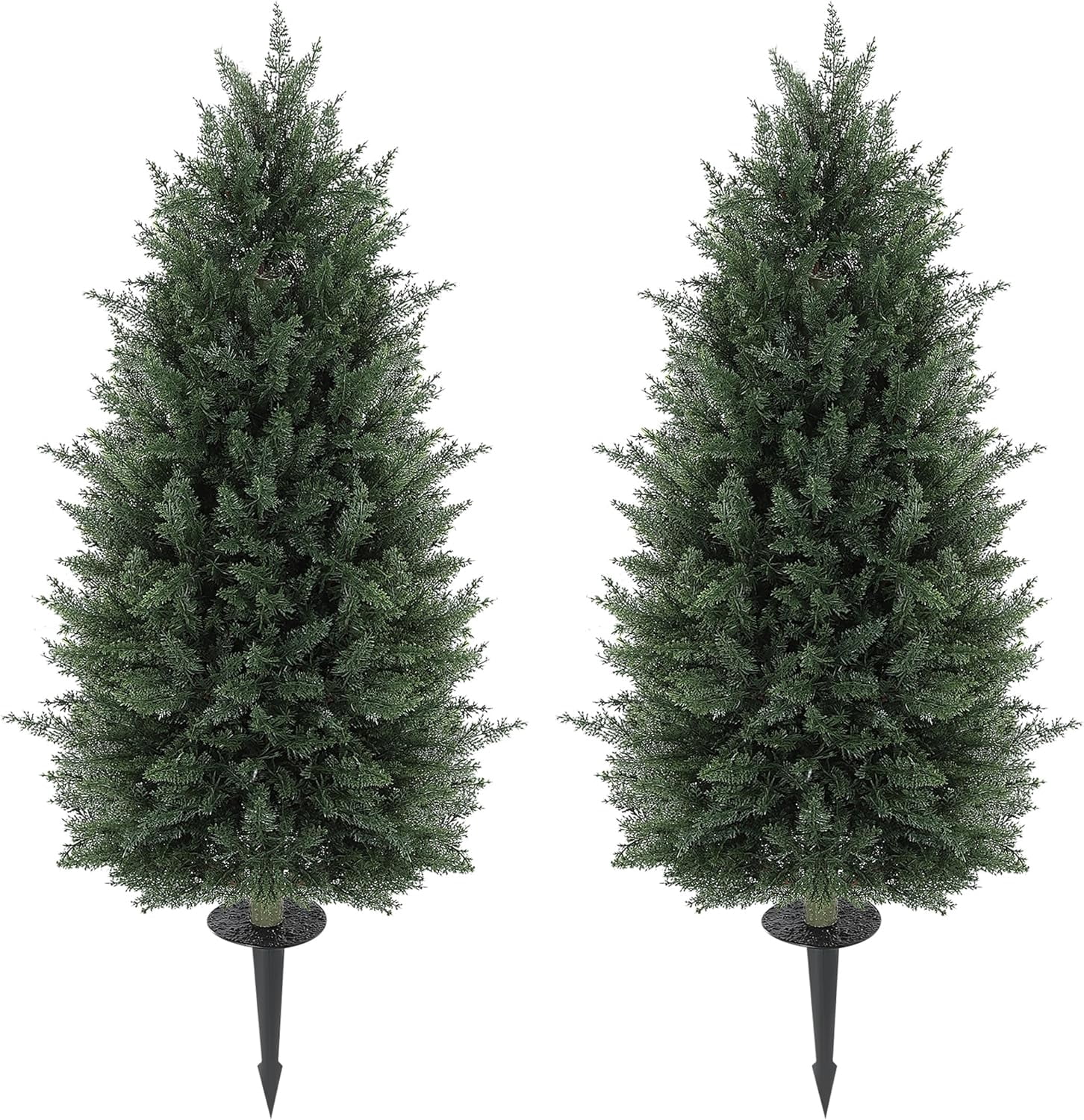 Inch Set of 2 Artificial Topiary Cedar Trees, Indoor Outdoor Faux Pine ...