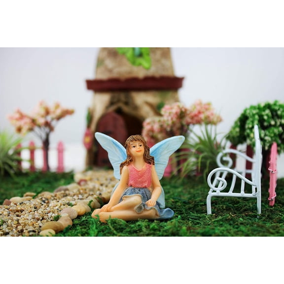 Inch Sitting Fairy Garden Figurine Hand Painted Miniature Fairies for Fairy Garden