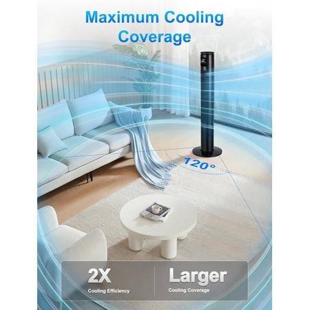 Inch Tower Fan with Remote, 28ft/s Bladeless Cooling for Bedroom Office