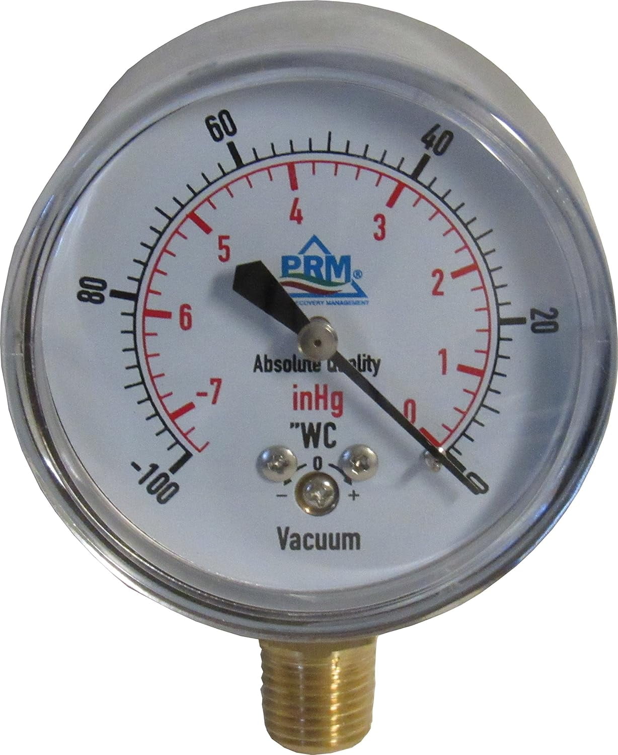 Inch Vacuum Gauge, 0 To 100" WC/0 To 7 Inhg, Chrome Case, 1/4 Inch