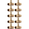 thumbnail image 1 of Inch x  Inch x 1/2 Inch Crimp Reducing Tee, Pack of 10, Brass Plumbing Fitting, PEX Pipe, PE-RT, UC412LFA10, 1 of 5