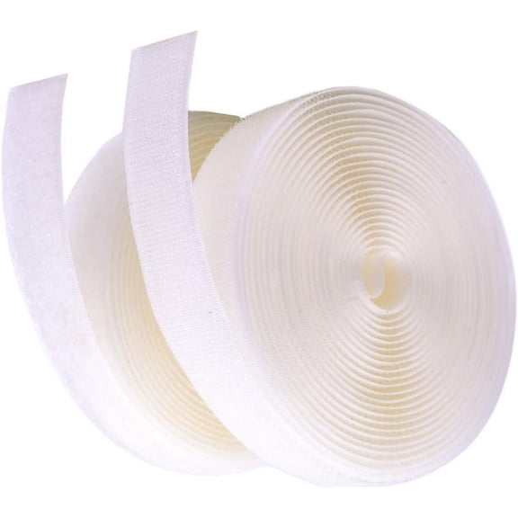 (Inche) Width White Sew on Hook & Loop - Premium Grade Non-Adhesive Sew-on Sold Includes Hook and Loop Both Strips Interlocking Tape Sold by 5, 10, 27 Yards (White - 27 Yards)