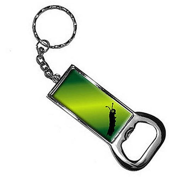 Inching Along Caterpillar Keychain Key Chain Ring Bottle Bottlecap Opener
