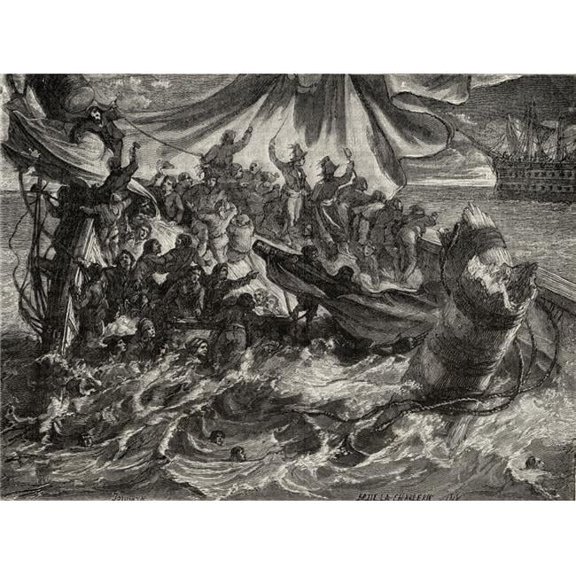 The Incident of Le Vengeur June 1St 1796 Against The British Fleet From Histoire De La Revolution Francaise by Louis Bl Poster Print - Large - 34 x 26