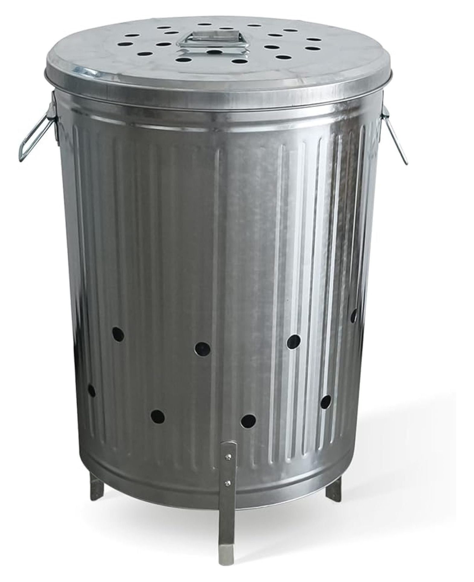 Incinerator Burn for Outside for Burning Trash Leaf - Metal Burn Can Cage Bin Container - Fire Can Paper Burner Outdoor, Lid and Ventilation Holes, Galvanized Steel, 20 Gallon