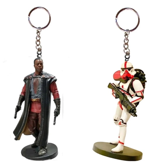 Incinerator Stormtrooper & Greef Karga Key Ring PVC Figure Figurine Mandalorian New