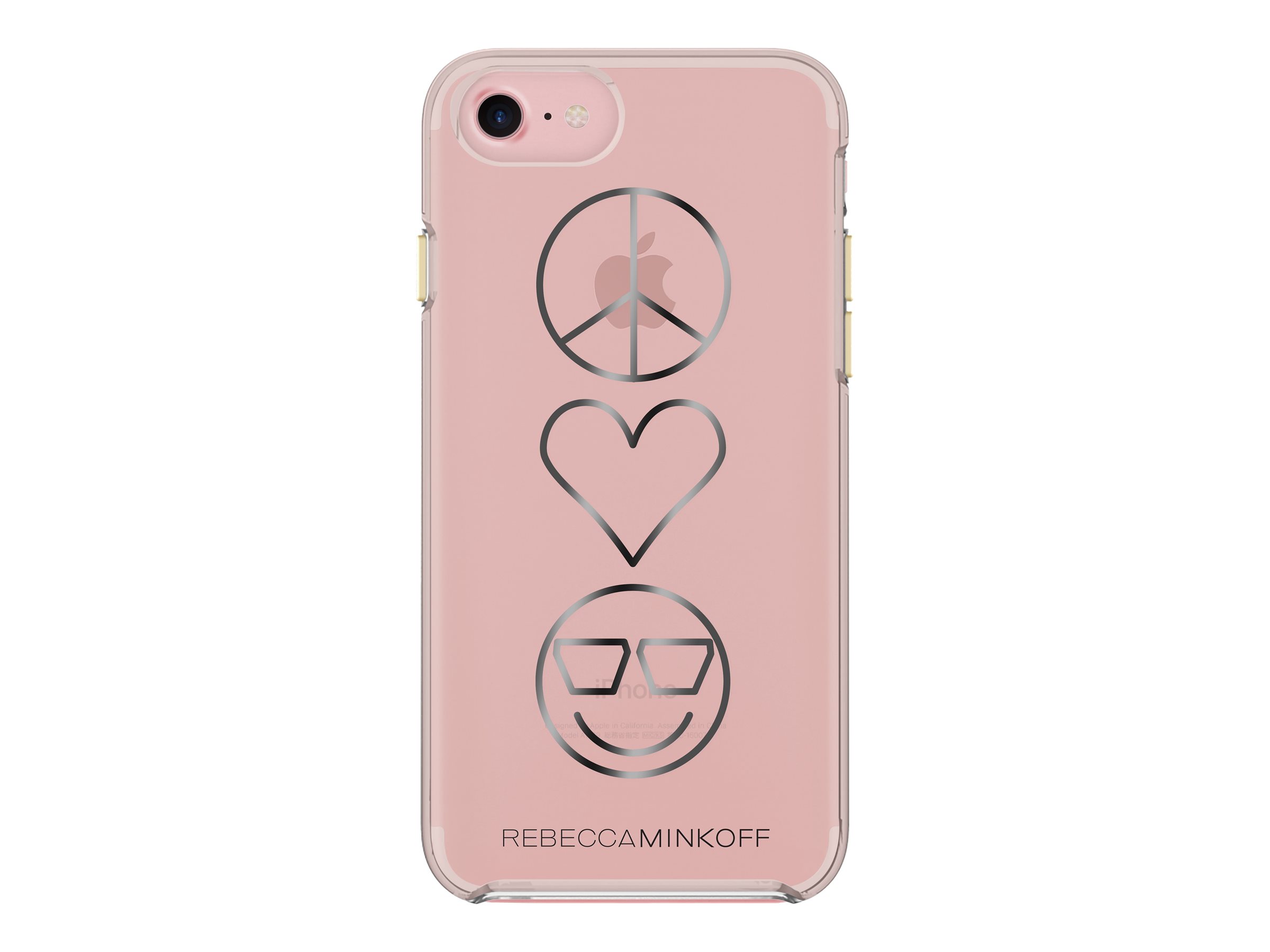 Incipio Rebecca Minkoff Double Up Protection Case - Back cover for cell phone - metallic, Peace, Love, Happiness clear, transparent rose gold, black foil - image 1 of 7