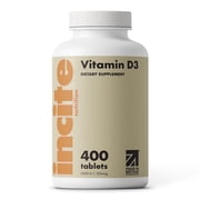 Incite Nutrition Vitamin D3 5000 IU Easy-Swallow Micro Tablets, Vegetarian Supplement, Cholecalciferol