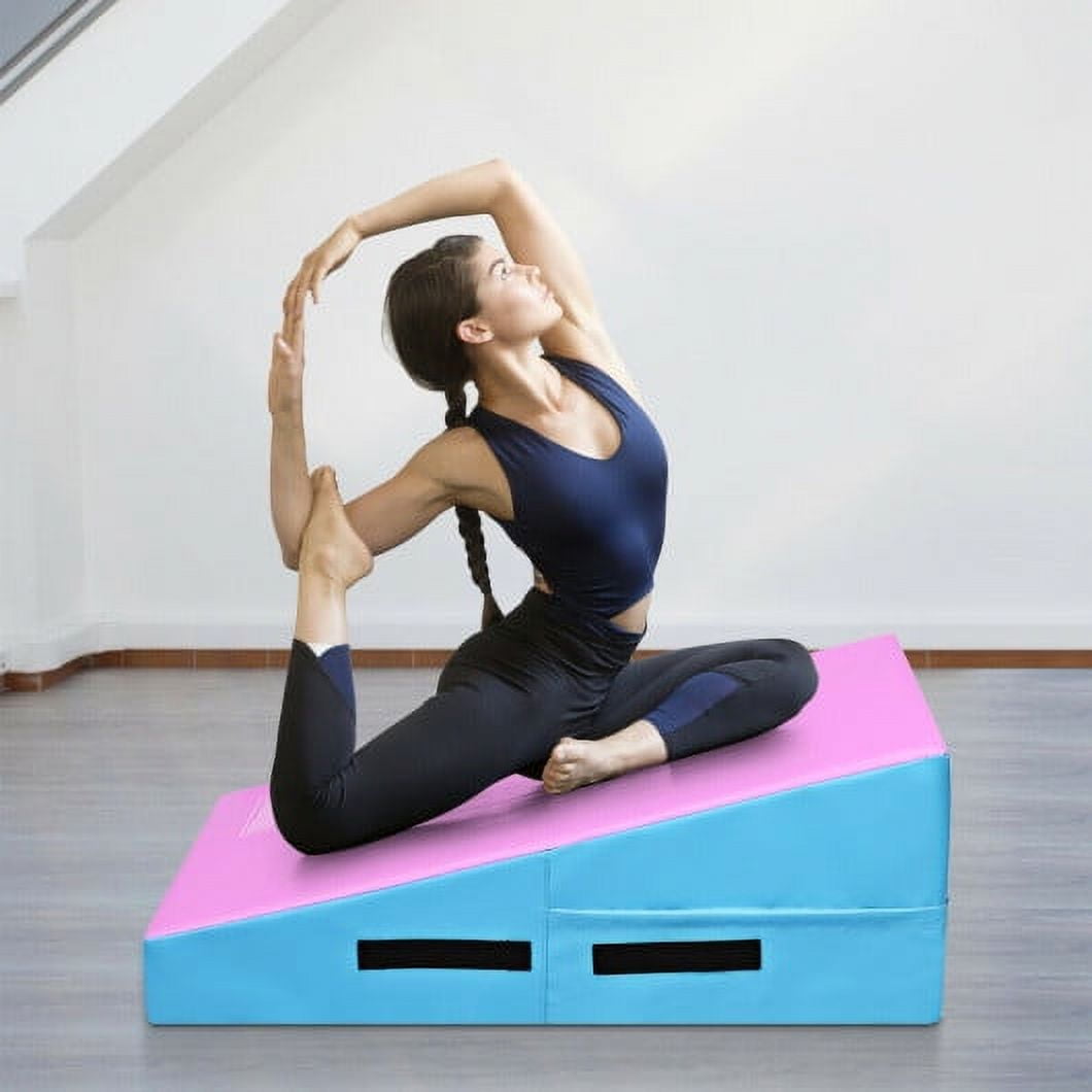 Incline Gymnastics Mat Wedge Ramp Gym Tumbling Exercise MatPink & Blue