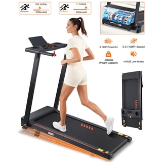 Incline Treadmill with Handles, Portable Small Folding Treadmill for Home Office, Walking Pad with 300 LBS Capacity, 24 Preset Programs, LED Display, Extendable Cup Holder